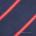 Red Navy Stripe Mens Silk Jacquard Custom Embroidered Tie With Logo on Tipping